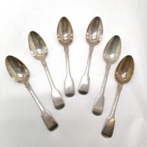 1845 Victorian silver set of 6 spoons by Samuel Hayne & Dudley Cater - 22cm & 407g