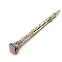 Antique unmarked silver combination propelling pencil / nib pen with sardonyx shield shaped seal end