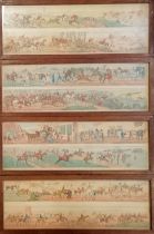 1822+ Lot of 4 x framed pairs of hunting prints 'A hunting trip to Melton Mowbray' after Henry