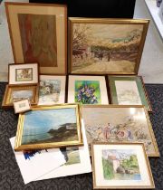 Collection of assorted pictures paintings and prints.