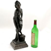 Bronze figure of a classical nude lady (with foundry mark) on a marble base - 45.5cm high and has
