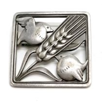 Georg Jensen 1947 silver birds with wheatsheaf brooch #250 - 3.8cm square & 19.8g