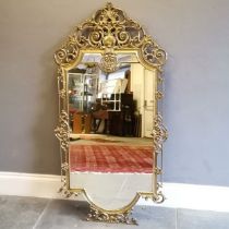 Vintage gilt metal framed wall mirror, 70cm wide, 140cm high, in good used condition.