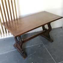Oak refectory style coffee table,90 cm length, 43 cm width, 50 cm height, used condition.