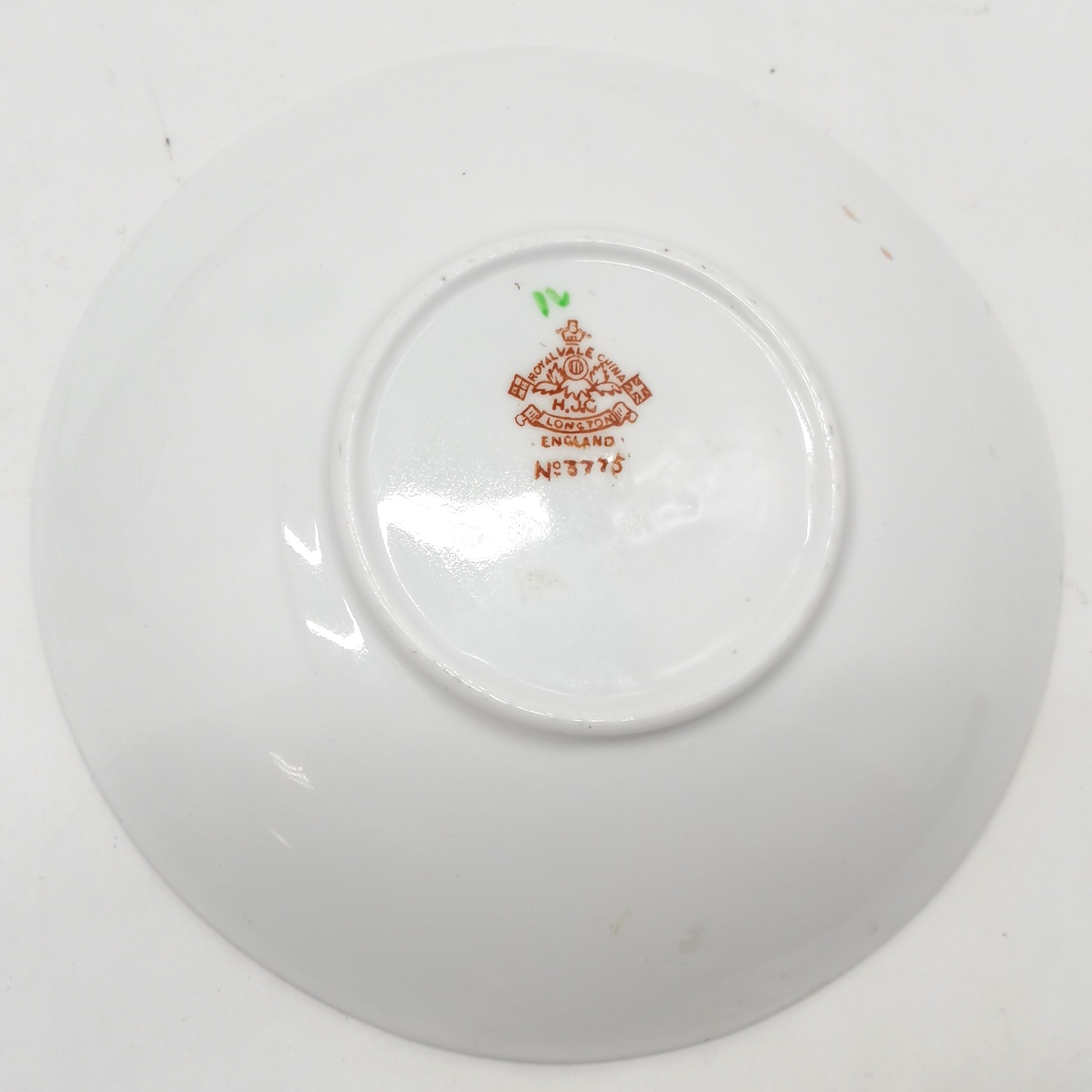 Spode Delftware vase, slight chip to base, 29 cm high, 18 cm wide, part Royal Vale tea set, egg - Image 5 of 6