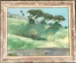 1990 oil painting of St Tropez Citadel Hill by György Gordon (1924-2005) - frame 59.5cm x 71cm