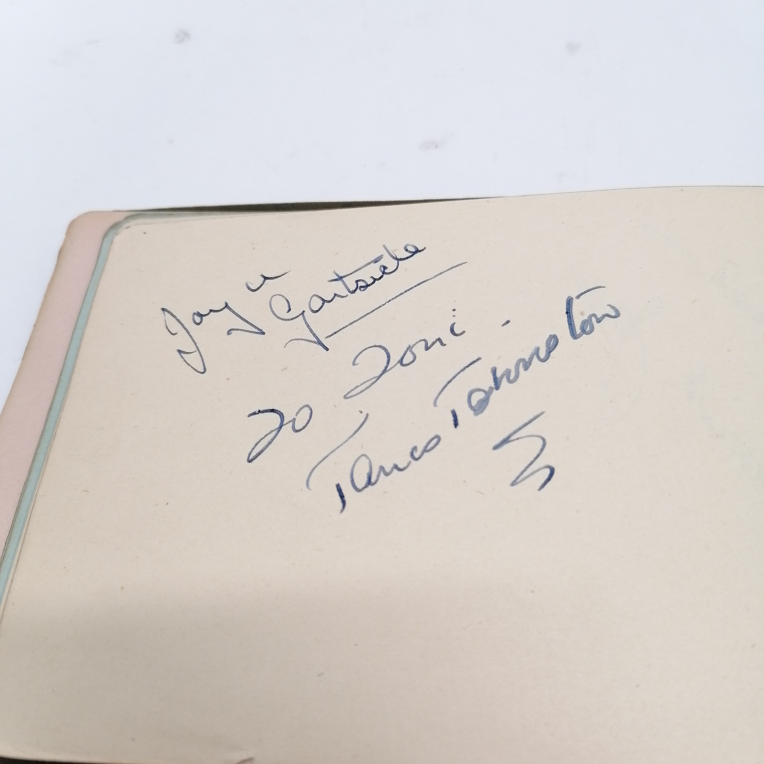 Vintage Autograph book with many signatures inc Peter Cushing, David Lean, Martha Raye, Gertrude - Image 12 of 33