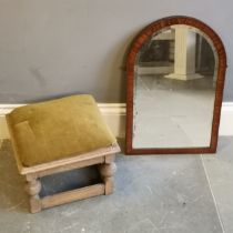 Arch shaped mahogany framed mirror, 41cm wide, 62cm high, mirror has some silvering loss, t/w