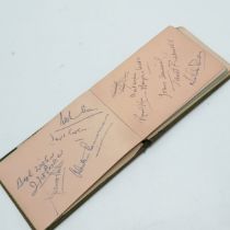 Vintage Autograph book with many signatures inc Peter Cushing, David Lean, Martha Raye, Gertrude
