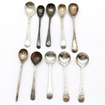 10 x silver hallmarked antique condiment spoons - 57g