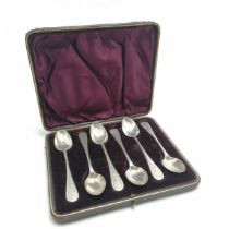 1891 set of 6 x coffee spoons with engraved decoration by Thomas Hayes in their original leather