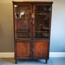 Antique mahogany Christy's Hat Shop display cabinet, bearing labels and Brass Plaque, with double