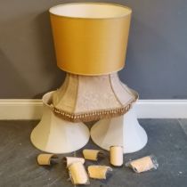 Large pale gold lampshade, 50cm diameter, 36cm high, t/w assorted shades some A/F