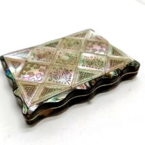 Tortoiseshell and mother of pearl purse with dedication to interior dated 1872- 8cm x 11cm - no