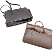 Black leather Italian Tornabuoni for Boros satchel bag with double zip compartment - 32cm x 40cm t/w