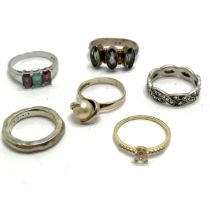 6 x silver rings inc Bjorg, stone set etc - total weight 21g