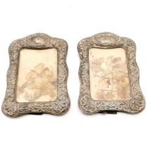 2 x antique 1908 silver mounted photograph frames - 21cm x 14cm ~ both slight a/f in worn condition