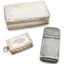3 x antique continental silver boxes (smallest unmarked) & niello decorated box (5.5cm long) has