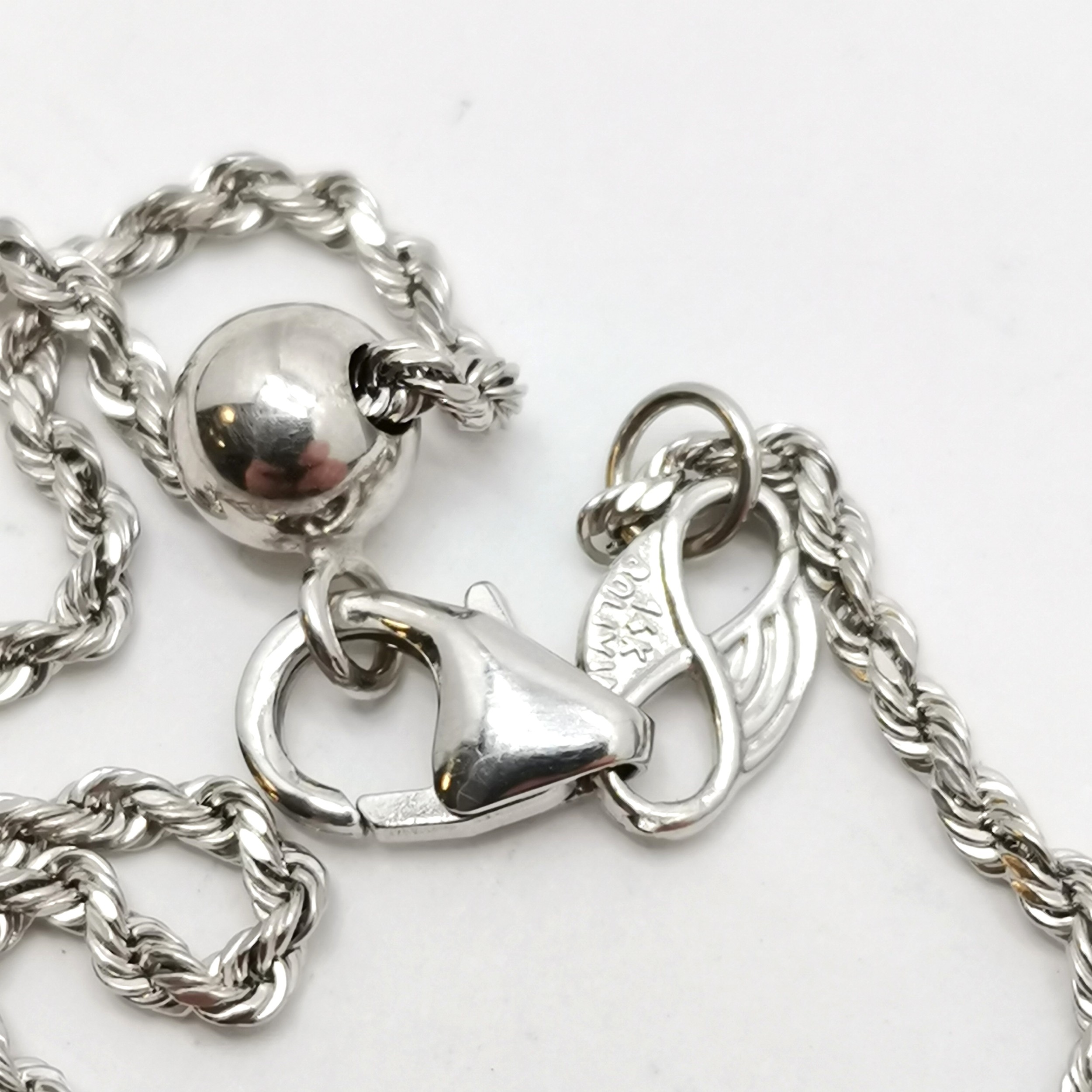 Bolivia 14ct white gold chain with heart pendant detail - 48cm + 11cm drop & 3.2g - Image 4 of 4
