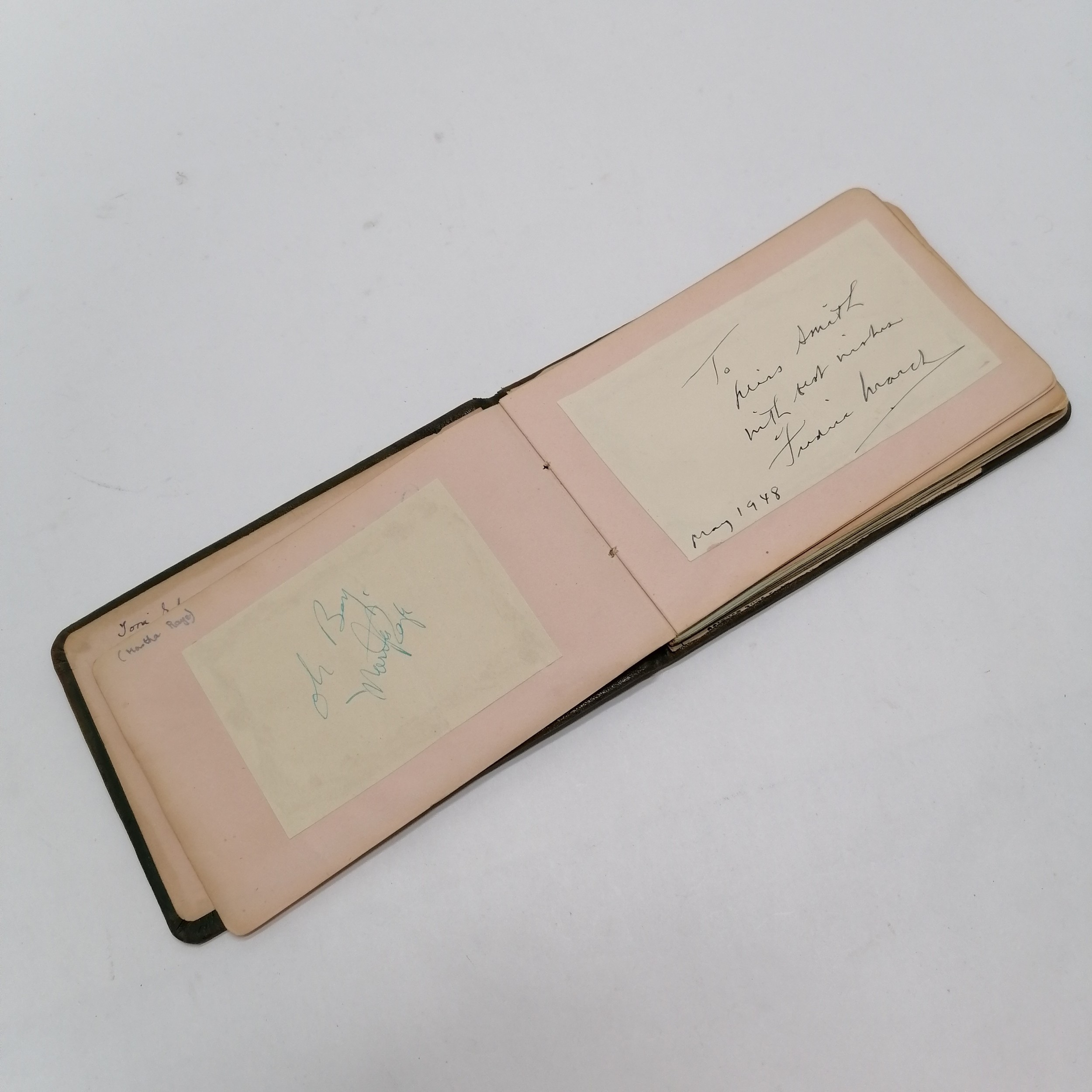 Vintage Autograph book with many signatures inc Peter Cushing, David Lean, Martha Raye, Gertrude - Image 31 of 33