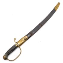 19th Century police sword with curved blade with original scabbard - 75cm long ~ scabbard is a/f and