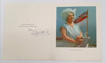 c.1967 Elizabeth the Queen Mother signed Christmas / New year card with view of her 'Off