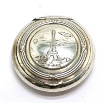 Antique poudrier / powder compact depicting airship around the Eiffel tower - 5cm diameter & has