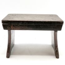 Antique oak stool 30cm x17cm x21cm high - in used condition