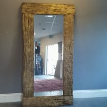 Large driftwood framed bevelled edge mirror measuring 100cm wide x 200cm high.