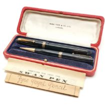 Mabie Todd swan fountain pen & propelling fyne point pencil in original fitted case with original