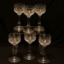 Set of 6 cut glass crystal hock glasses 18cm high- no obvious damage