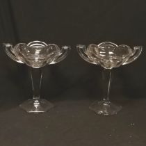 Pair of antique pressed glass 2 handled tazzas 24cm high - no obvious damage