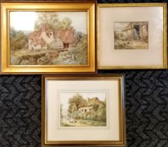 Original Thomas Nicholson Tyndale watercolour painting of country style cottage in gilt wood frame