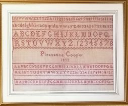 1832 alphabetical / numerical sampler by Pleasance Cooper - frame 32cm x 39cm ~ slight a/f to