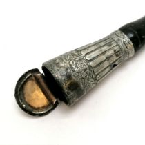 Antique novelty walking stick with flip up lid snuff box handle - 87cm & has hole to metal mount &