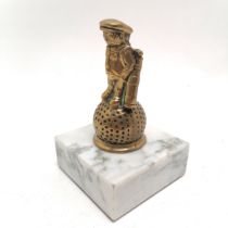 Tubal Cain products brass mascot of a golfer mounted on a white marble base - 12cm high
