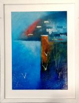 Glyn Macey (b.1969) mixed media painting of Winter Point - frame 54cm x 41.5cm