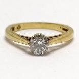 18ct hallmarked gold (year 2000) diamond solitaire ring - size L & 3g total weight ~ diamond