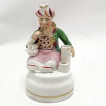 Antique Staffordshire figure of a nabob inkstand with hand painted detail and encrusted detail -