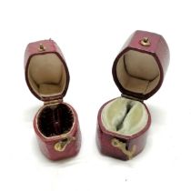 2 x antique red shaped ring boxes - tallest 2.6cm