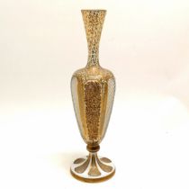 Antique Bohemian overlaid glass vase with profuse gilt decoration & decorative panels - 36cm