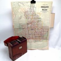Bacon's New Half-Inch Motoring Maps in original leather case, complete - has lost its carry handle