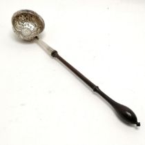 Antique unmarked silver toddy ladle set with Mexico 1743 Philip (Felipe) V 1 real coin (with Mo =