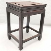 Antique Oriental hardwood stand, 33 cm wide, 26 cm deep, 44 cm high, good used condition.