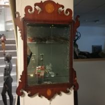 Georgian mahogany framed mirror 57cm x37cm - has an old repair and a small loss to 1 scroll