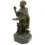 Antique bronze cast figure smokers stand with detachable head / tamper, has some traces of the