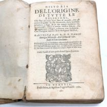 1581 book "Historia Dell'origine di tutte le religioni" (276pp) by Paolo Morigia ~ it was printed by
