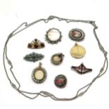 Qty of antique / vintage jewellery inc 800 silver marked 140cm languard, Italian glass brooch