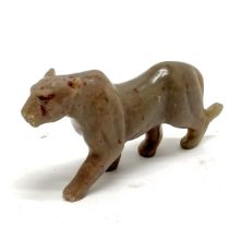 Carved soapstone figure of a leopard signed C N Doti - 13cm across & slight nibbles otherwise no