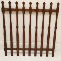 Pitch pine wooden gate with carved balustrades - 86cm wide x 94cm high
